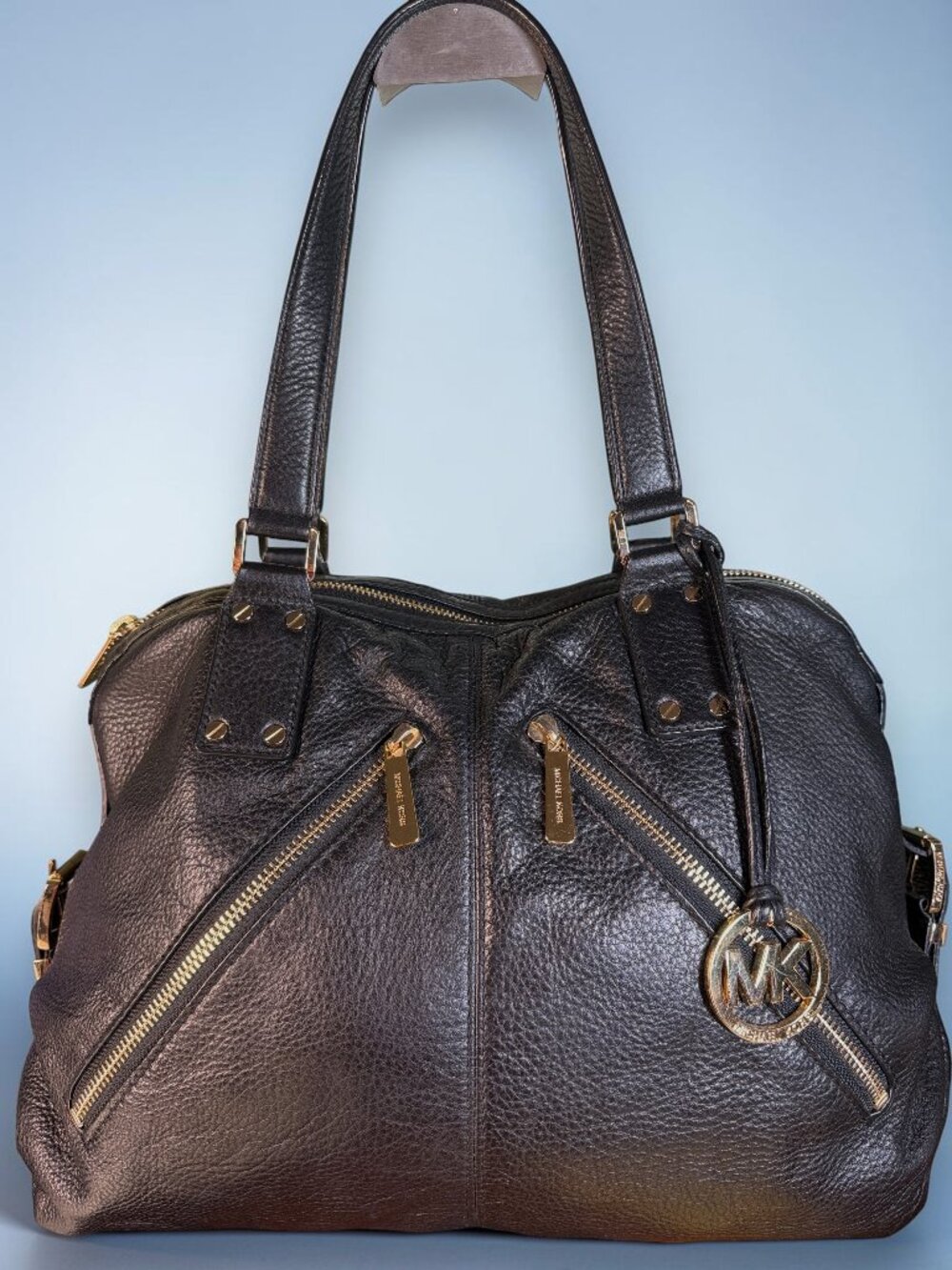 Michael Michael Kors Portland Large Black Leather Shoulder Tote Bag